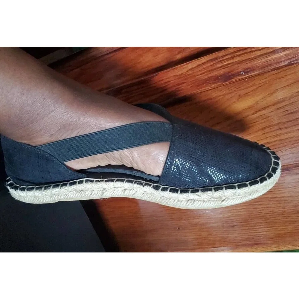 Kenneth Cole Reaction Black Sparkly Fabric Easy On Casual Flats Shoes Size 10